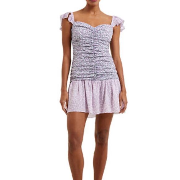French Connection Enora Breya Verona Ruched Mini Dress Womens Sz 6 NWT Romantic - Picture 2 of 9